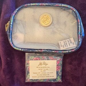Lilly Pulitzer Blue and Pink Floral Cosmetic Bag